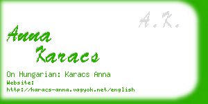 anna karacs business card